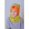 Оранжево-салатовый набор Круз. Детская шапка и хомут (Упаковка, ростовка 50-52)