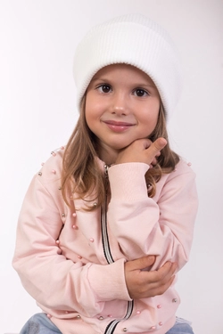 Белоснежный набор детская шапочка и хомут для девочки Сноу (упаковка, ростовка 52-54)