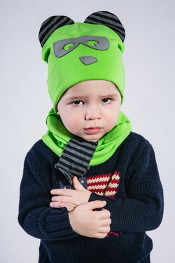 Набор шапка и хомут для мальчика Дигер Салатовый (Упаковка, ростовка 44-46, 48-50)
