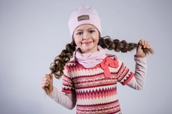 Набор розовый шапка и хомут для девочки Пинк (Упаковка, ростовка 50-52-54)