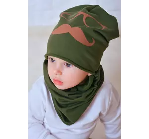 Набор хомут и шапка для мальчика Ник зеленый (Упаковка, ростовка 50-52-54)