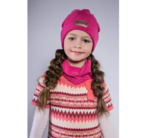 Набор шапка и хомут для девочки Пинк малиновый (Упаковка, ростовка 50-52-54)