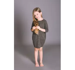 Детское платье oversize черный меланж (Упаковка, ростовка 116-122, 128-134)