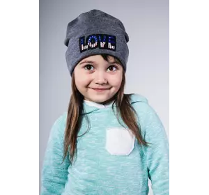 Серая детская шапочка для девочки Челси LOVE (Упаковка, onesize 50-52)