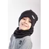 Красивый набор шапка и хомут на зиму для мальчика черного цвета (упаковка, ростовка 52-54-56)