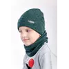Набор шапка и хомут на зиму для мальчика зеленого цвета (упаковка, ростовка 52-54-56)
