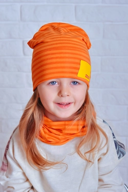 Набор детский шапка и хомут Джей оранжевый (Упаковка, ростовка 48-50-52)