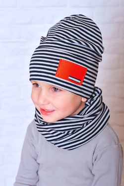 Детский набор шапка и хомут Джей черный (Упаковка, ростовка 48-50-52)