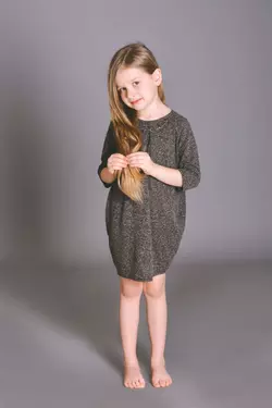 Детское платье oversize черный меланж (Упаковка, ростовка 116-122, 128-134)