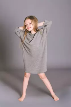 Платье oversize серый меланж (Упаковка, ростовка 116-122, 128-134)