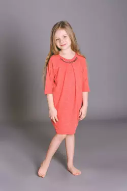 Платье детское oversize Коралловый цвет (Упаковка, ростовка 116-122, 128-134)