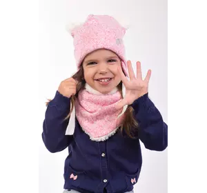 Шапочка и хомут Брайт детские зимние для девочки розового цвета (упаковка, ростовка 46-48-50)